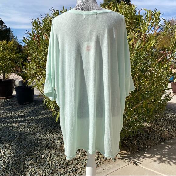 WILDFOX Womens Dessert First Oversized V-Neck Printed Aqua Tee Size XS - Picture 7 of 11